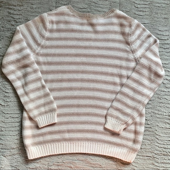 H&M  medium white and tan stripe sweater - Picture 3 of 5